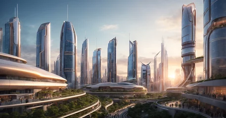 Wandaufkleber futuristic city © Artworld AI