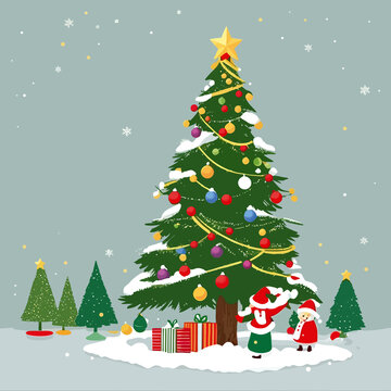 Christmas tree illustration cartoon ice