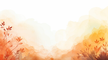 Watercolor autumn themed abstract background hand drawn illustration