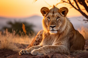 Naklejka premium lion in the wild