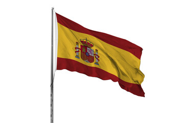 Waving Spain flag ensign white background
