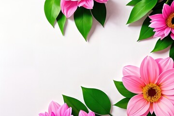 Abstract background with copy space decorated by the flower composition, top view.