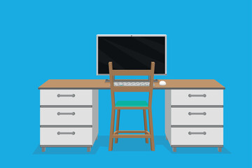 desk and computer for studying or doing work on the computer