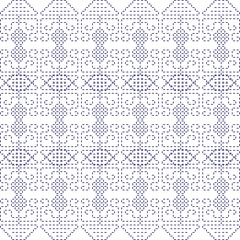 A beautiful blue and white cross stitch seamless border pattern