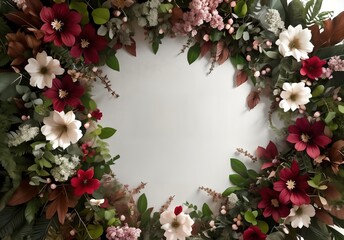 Obraz premium Abstract background with copy space decorated by the flower composition, top view.