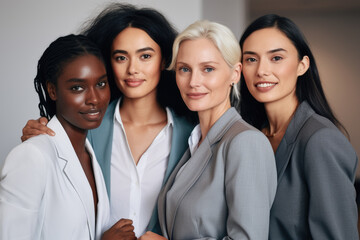 Group of women standing next to each other. Represent teamwork, friendship, diversity, or empowerment. Perfect for business presentations, social media posts, or website illustrations.