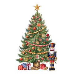 Naklejka premium Watercolor Christmas Tree (AI Generated)