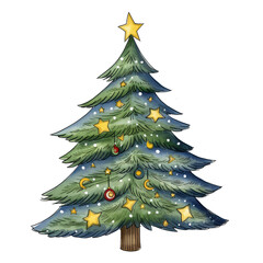 Fototapeta premium Watercolor Christmas Tree (AI Generated)