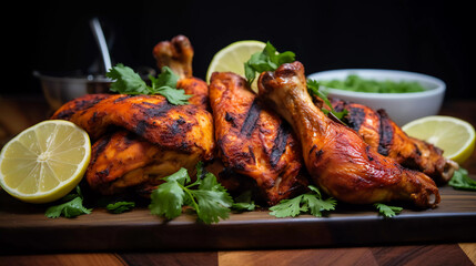 Fototapeta premium hot and spicy grilled chicken open fire