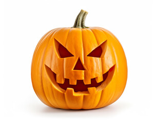 Halloween pumpkin. Scary halloween carved pumpkin face on white background.