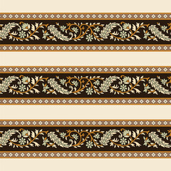 A seamless repeated border pattern with a floral design