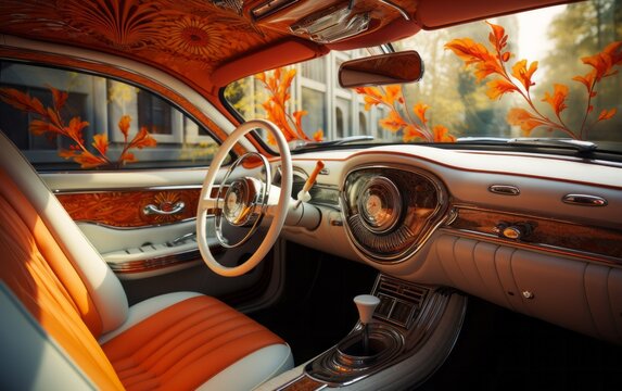 The interior of a luxury car. Photo of car interior