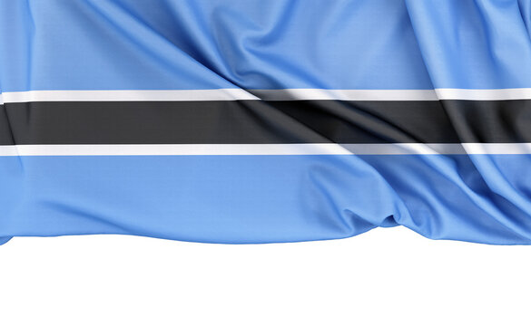 Flag of Botswana isolated on white background with copy space below. 3D rendering