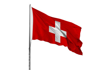 Waving Swizerland flag ensign white background