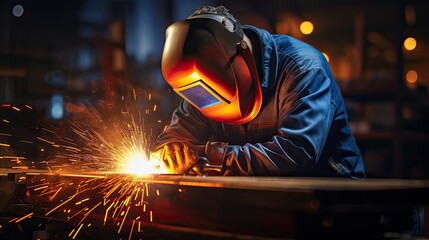 person welding at factory