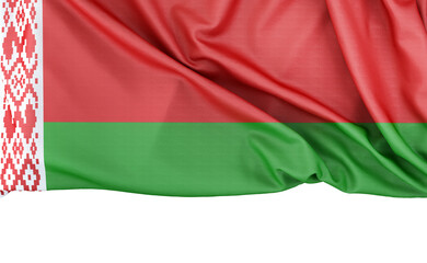 Fototapeta premium Flag of Belarus isolated on white background with copy space below. 3D rendering