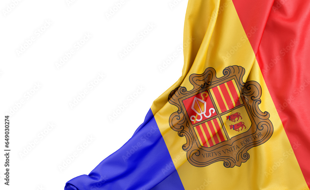 Wall mural Flag of Andorra with empty space on the left. Isolated. 3D Rendering