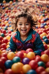A beautiful little child playing with balls