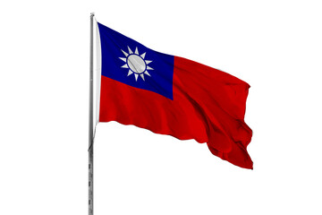 Waving Taiwan flag ensign white background