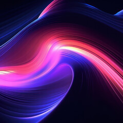Abstract neon square background, neon swirl. AI generative.
