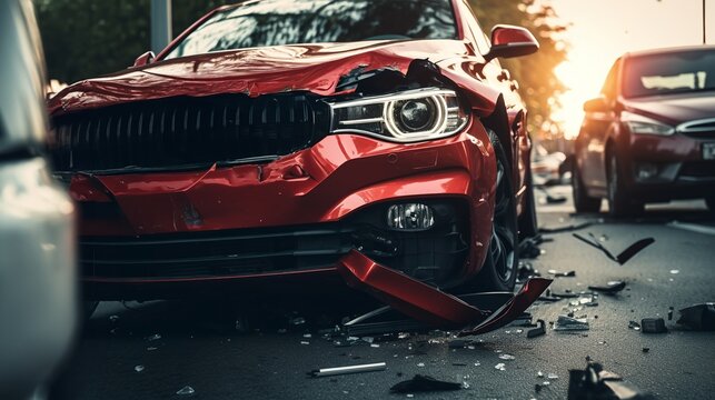 Close-up of a damaged SUV front after an Accident
