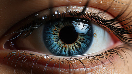 Human eye close-up macro with Iris detail
