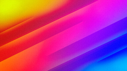 Bright fresh multicolor abstract geometric gradient background for design. Red, gold, yellow, blue, purple, neon. Stripes, lines. Grainy, noisy, rough. Template for poster header, banner design