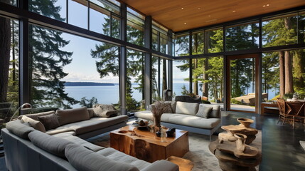 Pacific Northwest Modern luxury home interior - obrazy, fototapety, plakaty