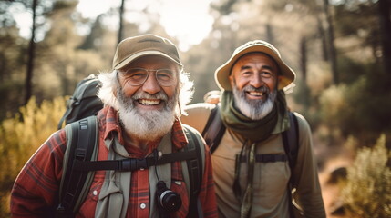 Fototapeta premium an elderly couple on a camping trip 