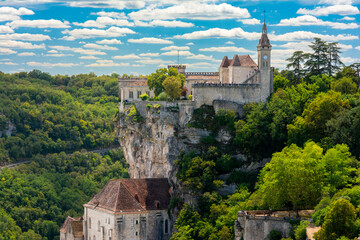 Overlooking the famous religious landmarks of the village of Rocamadour, France