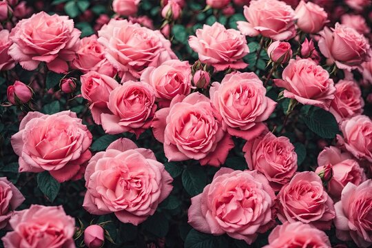 Pink roses background. ai generative