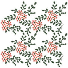 A vibrant red flower pattern on a crisp white background