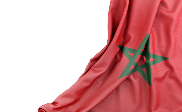 Flag of Morocco with empty space on the left. Isolated. 3D Rendering