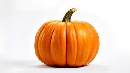 A pumpkin against a white background, creating a simple and clean visual.