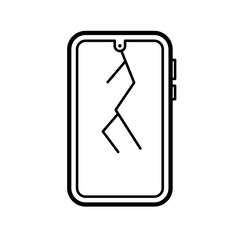 mobile phone broken, destroyed, beaten, protective film - vector icon