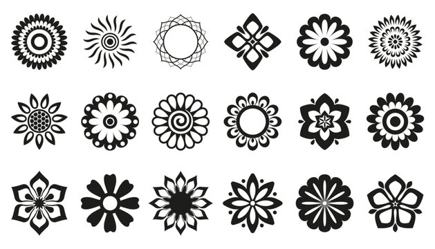 Mandala ornament flower logo for Diwali, Ramadan holiday. Flower logo collection. Ornament flower icons for design