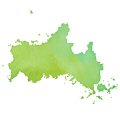 水彩風の山口県地図のイラスト