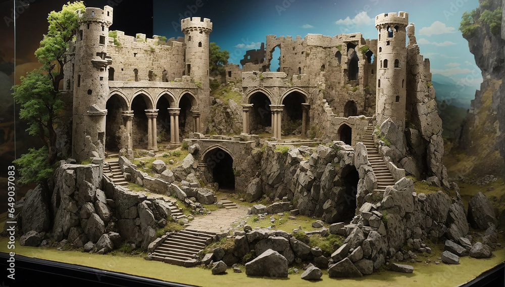 Poster an intricate diorama that transports us to the heart of the middle ages - ai generative