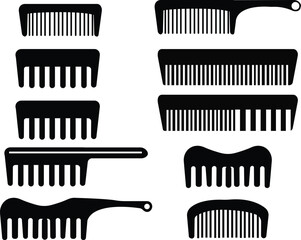 Comb icon. Black icon isolated on white background. Comb silhouette. Simple icon. Web site page and mobile app design vector element.