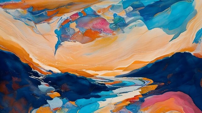 temperas and watercolors in the landscape