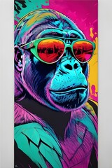 colorful gorilla with glasses