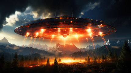 Galactic Enigma: The Saucer-Shaped Extraterrestrial UFO Spacecraft as Imagined by Generative AI