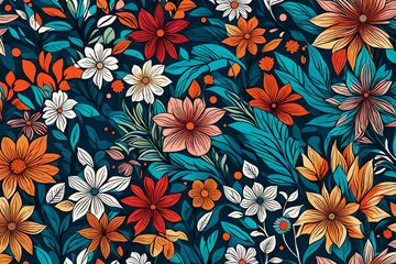 An alluring floral pattern with bold, sweeping lines that intertwine like a symphony of colors - AI Generative