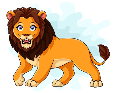 Cartoon happy lion isolated on white background