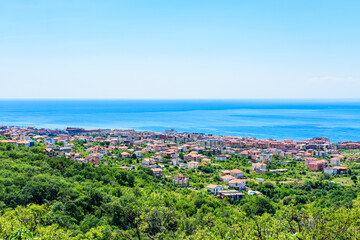 View at town Sveti Vlas and the Black sea. Nessebar region, Bulgaria
