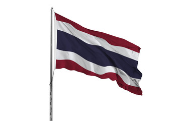 Waving Thailand flag ensign white background