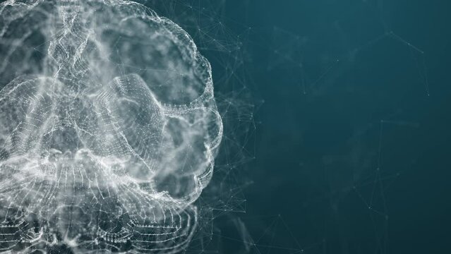 3D render of digital human brain. Neural network and artificial intelligence AI concept. Machine deep learning and virtual emulation science technology abstract background