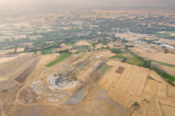 Aizonai antic city ruins with Zeus temple. Aizanoi ancient city in Cavdarhisar, Kutahya, Turkey.