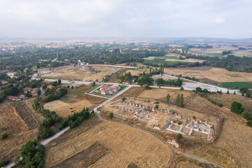 Aizonai antic city ruins with Zeus temple. Aizanoi ancient city in Cavdarhisar, Kutahya, Turkey.