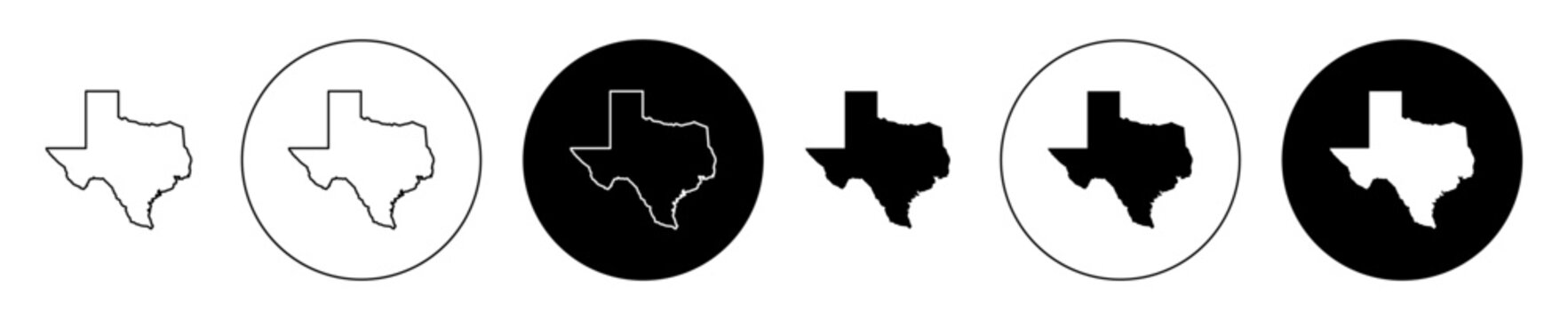Texas icon set in black filled and outlined style. suitable for UI designs